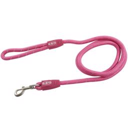 Hundkoppel i rundsydd polyester med reflexrosa